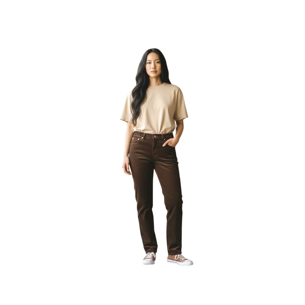 Kathy Ireland Sportswear Women Brown‎ Corduroy Pants Size 12 Straight Leg Fall